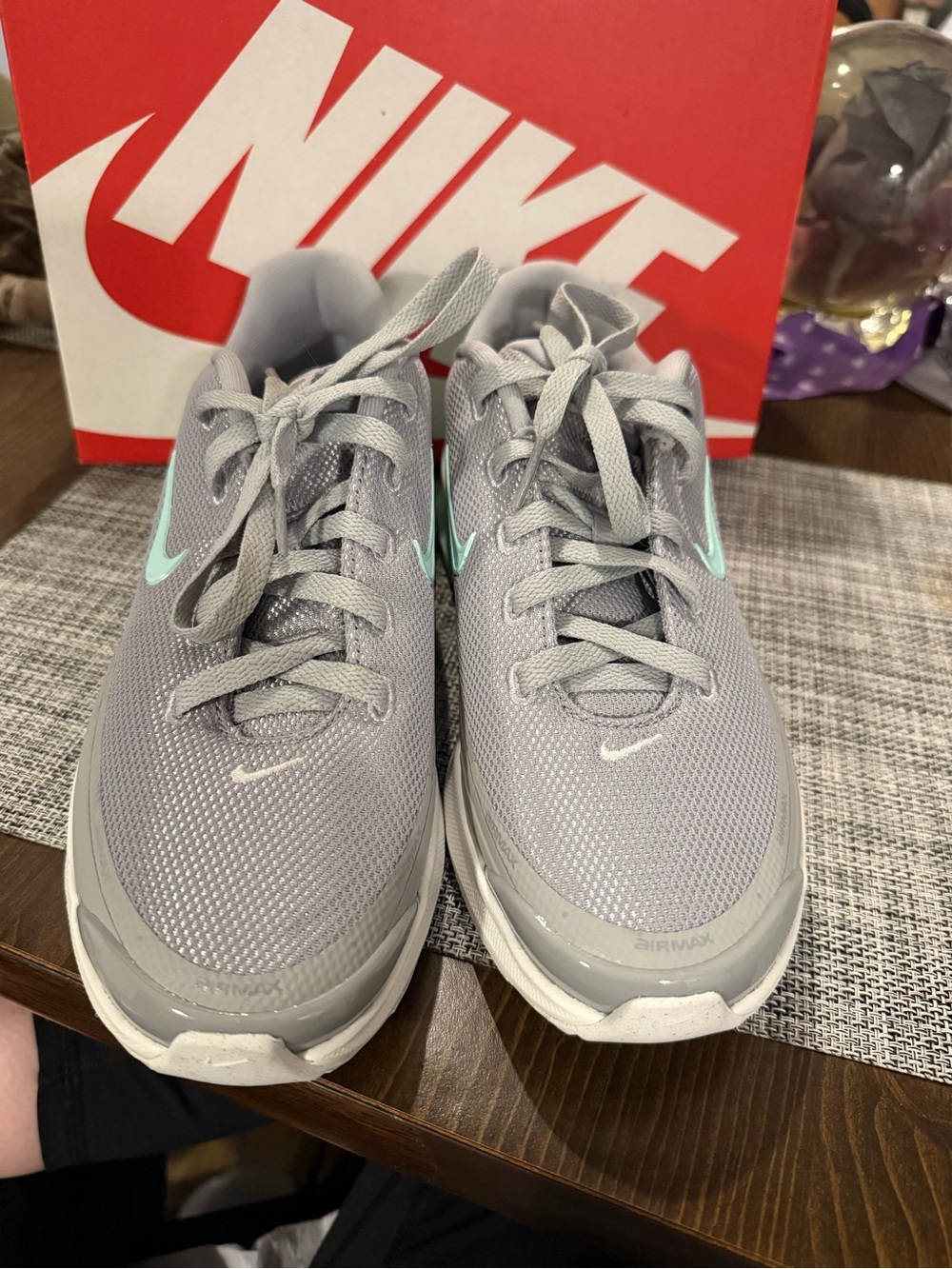 Nike Women’s Air Max Sneakers in Light Gray and Mint Green - Picture 5 of 6